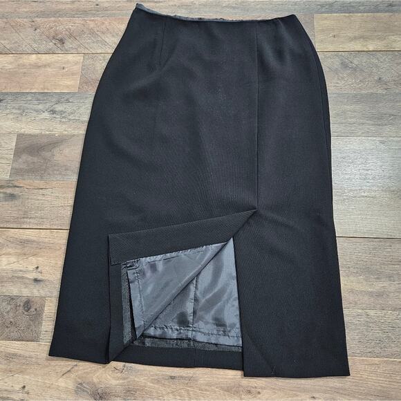 Talbots Petites Pencil Skirt Womens Black 10 Lined Career Front Slit Back Zip - Picture 2 of 12